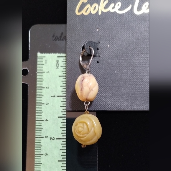 NWT Beautiful Cookie Lee Earrings FAUX‎ JADE Beads  - #152 - Picture 5 of 5